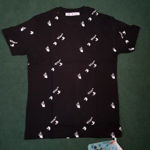 Off-White Black T-Shirt With Off-White All Over Printed